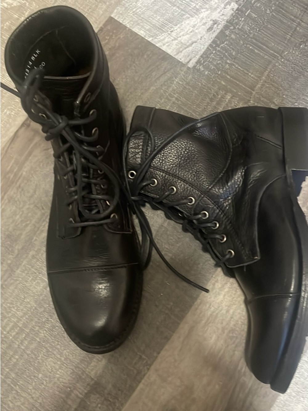 Frye Black Leather Lace-Up Boots
